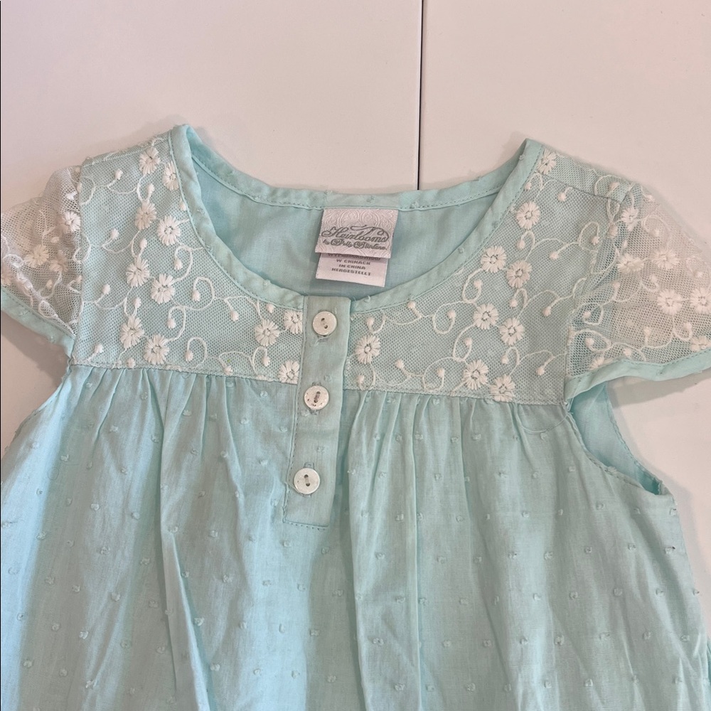 Heirloom Polly Flinders - Light Blue Lace Trim Dress, Swiss Dot,‎ 4T - Picture 3 of 7